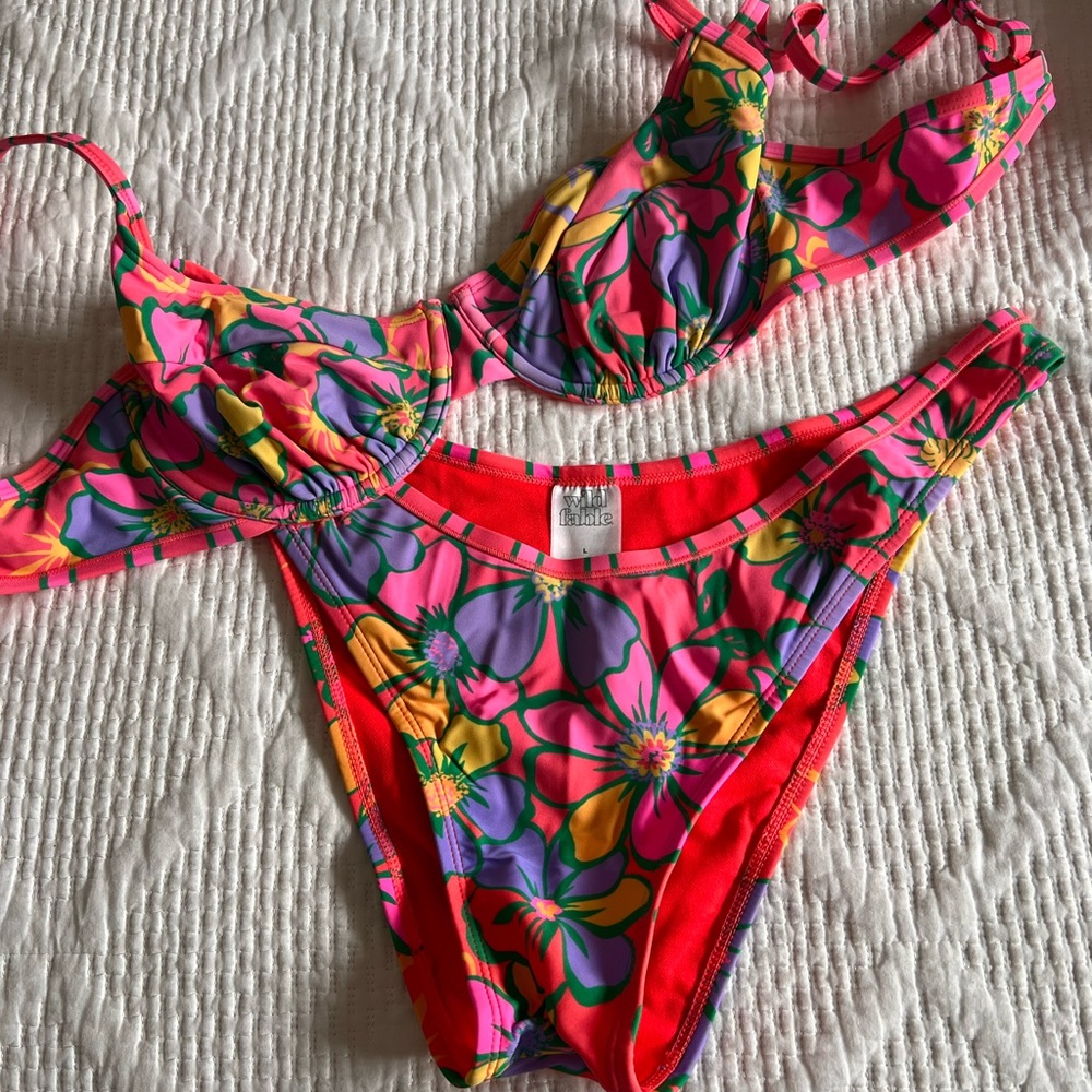 Floral Bikini Set in Pink and Purple